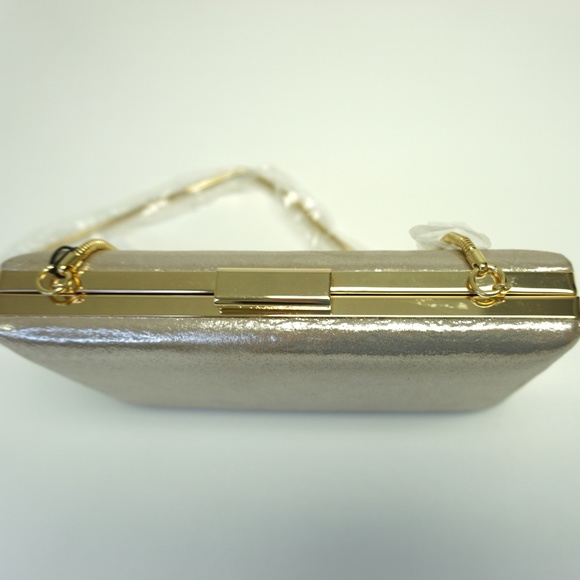 NEW Calvin Klein Small Evening Box Clutch Gold - Picture 6 of 6